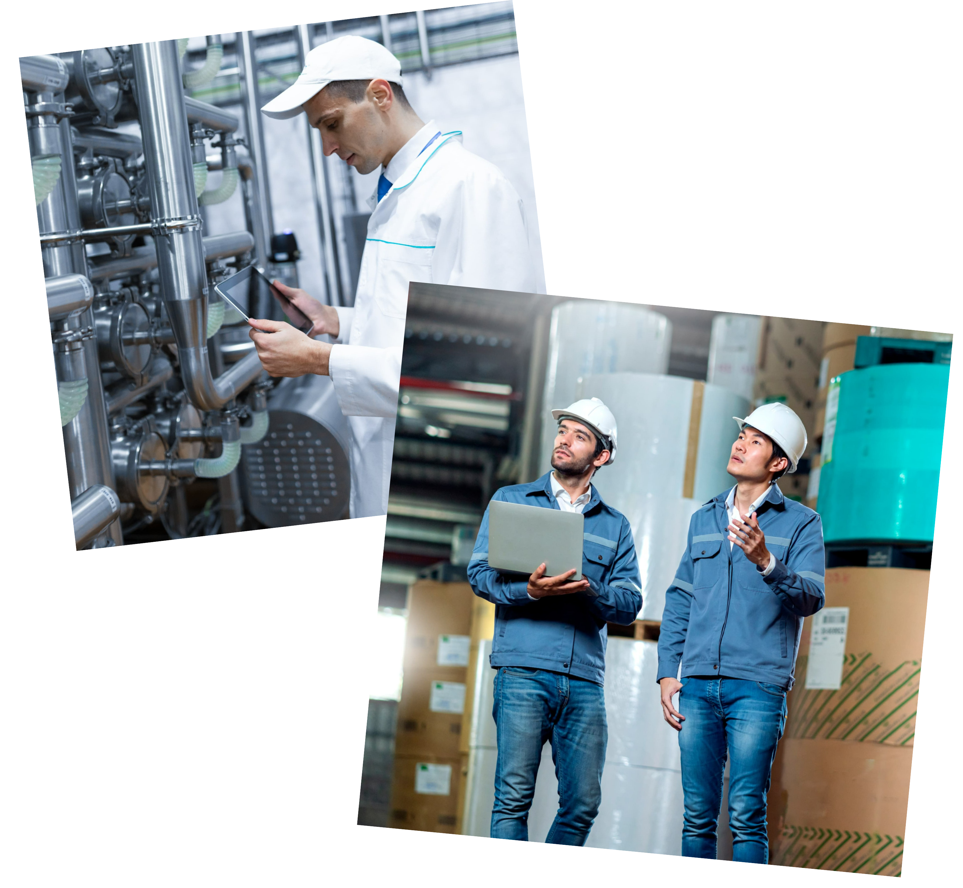 Worker inspecting machinery